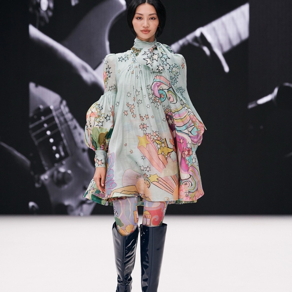 Concert Pastel Dress with Balloon sleeves